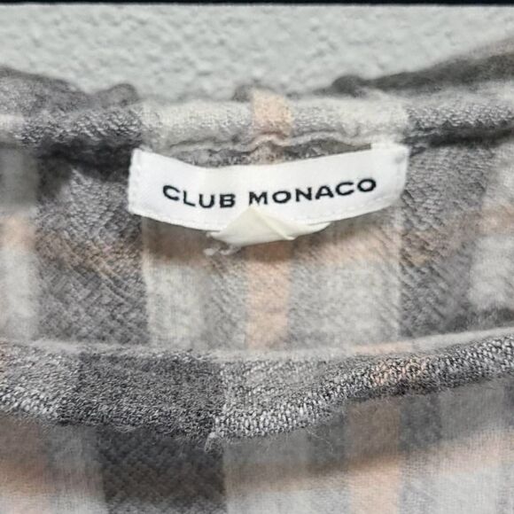 Club Monaco Plaid Off Shoulder Wool Blend Blouse Size 2 - Picture 4 of 7